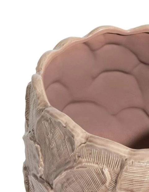 Donica Ceramiczna Jule 40 cm – Fioletowo-Różowa z Reliefem Liści | Coco Maison