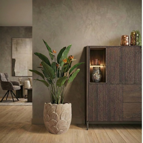 Donica Ceramiczna Jule 40 cm – Fioletowo-Różowa z Reliefem Liści | Coco Maison