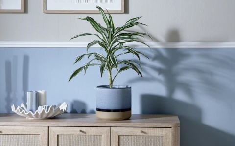 Osłonka na Doniczkę Indus 22 cm – Błękit i Brąz | Coco Maison doniczka