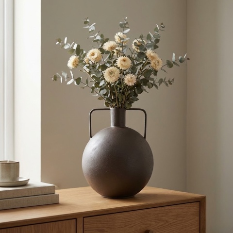 Wazon Metalowy Nox 28 cm – Czarny Mat / Kulisty | Coco Maison