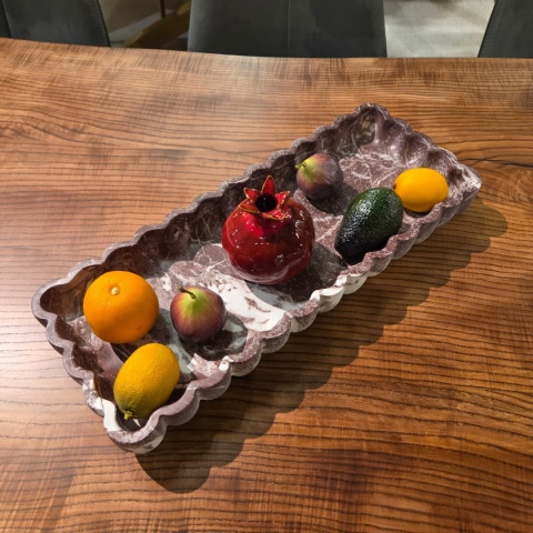 Taca Marmurowa Koa 54 cm – Czerwony Marmur Levanto | Coco Maison Marble