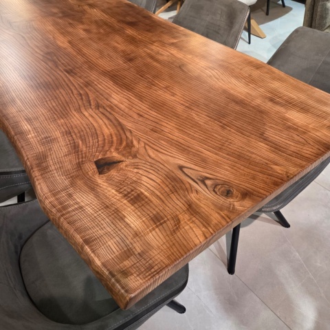 Stół Lity Jesion Asher 177x90 cm – Blat 4 cm | Live Edge & Noga Pająk