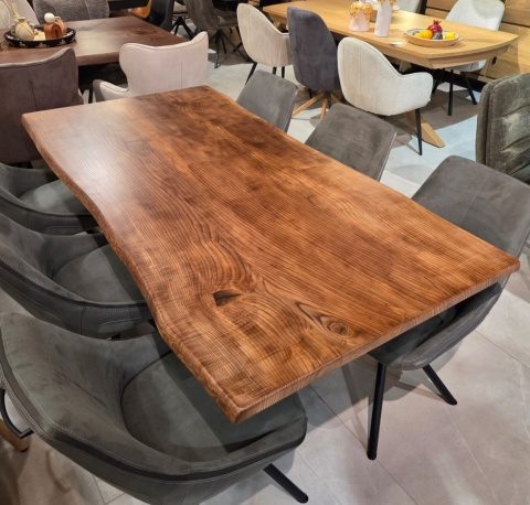 Stół Lity Jesion Asher 177x90 cm – Blat 4 cm | Live Edge & Noga Pająk