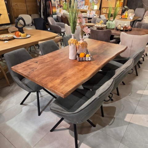 Stół Lity Jesion Asher 177x90 cm – Blat 4 cm | Live Edge & Noga Pająk