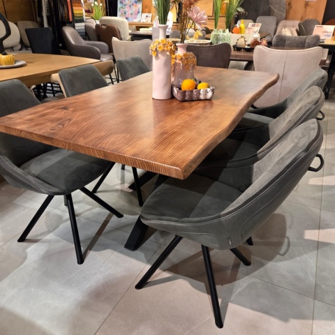 Stół Lity Jesion Asher 177x90 cm – Blat 4 cm | Live Edge & Noga Pająk