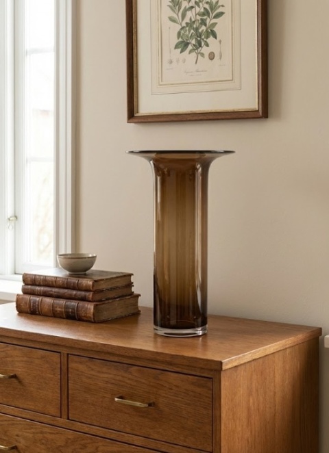 Waza/ wazon Szklana Rona 40 cm – Bursztynowy Brąz | COCOmaison