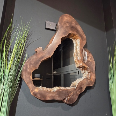 Lustro Unikatowe z Plastra Lipy – 100 x 80 cm | Rękodzieło