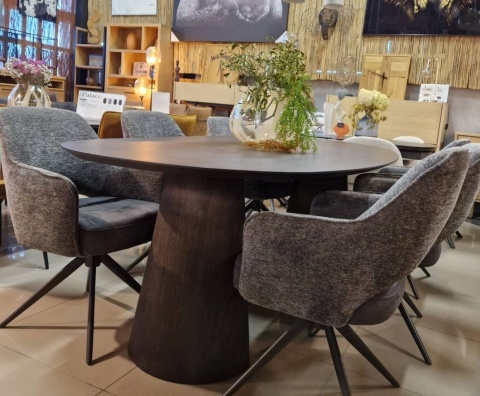 Stół do jadalni TRENTON 240x110 cm, fornir dębowy, kolor Clay, organiczny kształt