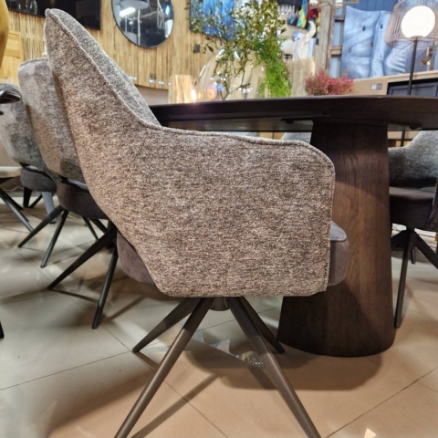 Stół do jadalni TRENTON 240x110 cm, fornir dębowy, kolor Clay, organiczny kształt