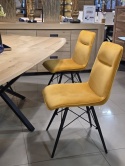 [R, od ręki] Krzesło Habufa BALI, Tapicerka w Kolorze Miodowym/Musztardowym, Nogi Metalowe Czarne