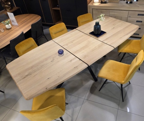 [R, od ręki] Krzesło Habufa BALI, Tapicerka w Kolorze Miodowym/Musztardowym, Nogi Metalowe Czarne