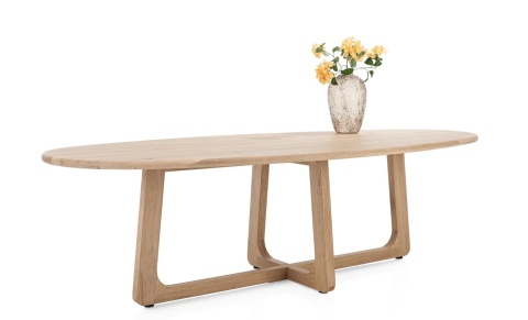 [R, od ręki] Stół Jadalniany Almora 270 cm – Lity Dąb Natural Sand (Lakier Platinum)