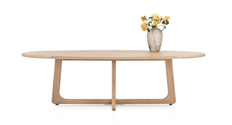 [R, od ręki] Stół Jadalniany Almora 270 cm – Lity Dąb Natural Sand (Lakier Platinum)