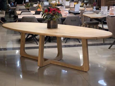 [R, od ręki] Stół Jadalniany Almora 270 cm – Lity Dąb Natural Sand (Lakier Platinum)