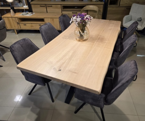 Stół Dębowy Vermont 200x100 cm – Lity Dąb 5 cm Live Edge | Noga Pająk