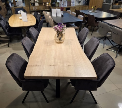 Stół Dębowy Vermont 200x100 cm – Lity Dąb 5 cm Live Edge | Noga Pająk