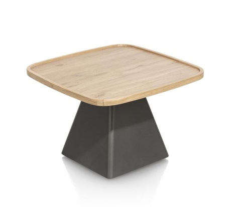 Stolik Kawowy Oskar 60x60 cm – Oak Natural Vintage HPL | Kolumna Grafit