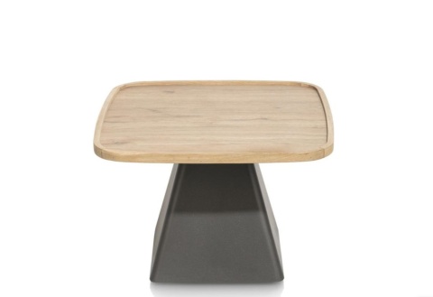 Stolik Kawowy Oskar 60x60 cm – Oak Natural Vintage HPL | Kolumna Grafit