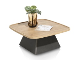 Stolik Kawowy Oskar 80x80 cm – Oak Natural Vintage HPL | Niski 35 cm