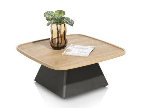 Stolik Kawowy Oskar 80x80 cm – Oak Natural Vintage HPL | Niski 35 cm