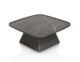 Stolik Kawowy Oskar 80x80 cm – Onyx Marmer HPL | Niski 35 cm