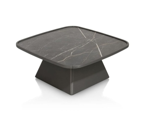 Stolik Kawowy Oskar 80x80 cm – Onyx Marmer HPL | Niski 35 cm