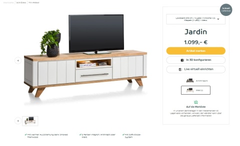 Szafka RTV / Lowboard JARDIN, 210 cm, Dąb Fornir Railway Brown + Biały MDF, Oświetlenie LED