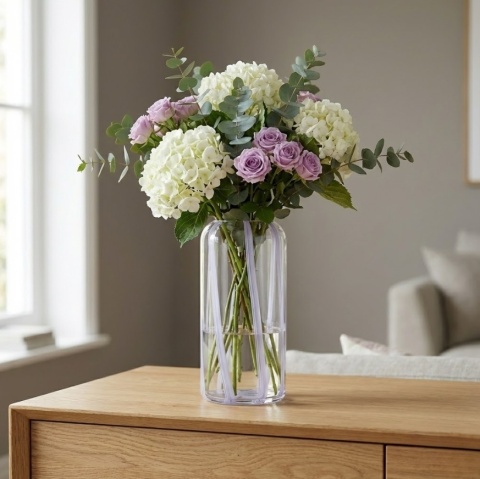 Szklana Waza/ wazon Lila 30 cm – Lawendowe Smugi | COCOmaison