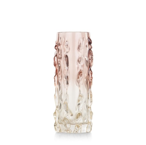 Szklana Waza/ wazon Lena 30 cm – Różowe Ombre i Organiczna Tekstura | COCOmaison