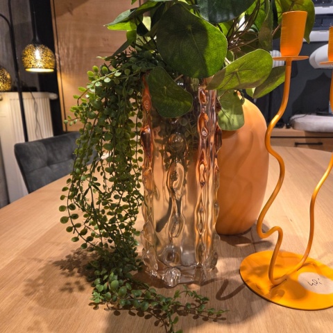 Szklana Waza/ wazon Lena 30 cm – Różowe Ombre i Organiczna Tekstura | COCOmaison