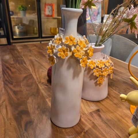 Wazon Dekoracyjny Flower Power 36 cm – Wysoki Różowy z Aplikacją 3D | Coco Maison