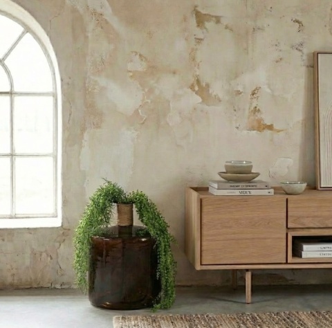 Wazon Szklany Diego 45 cm – Miedziany Recykling i Rafia | Coco Maison