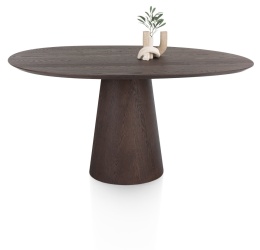 [na zamówienie] Stół do Jadalni TRENTON 150x120 cm, Fornir Dębowy Kolor Clay, Kształt Organiczny, Centralna Noga Stożkowa