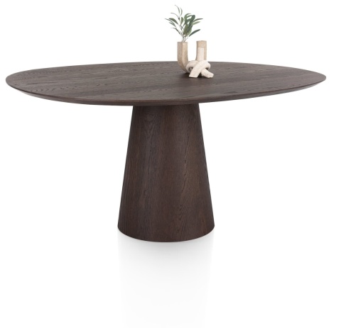 [na zamówienie] Stół do Jadalni TRENTON 150x120 cm, Fornir Dębowy Kolor Clay, Kształt Organiczny, Centralna Noga Stożkowa