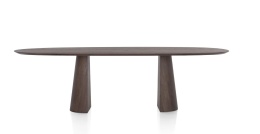 [na zamówienie] Stół do Jadalni TRENTON 270x120 cm, Fornir Dębowy Kolor Clay, Kształt Organiczny, Nogi Pół-Stożkowe (Montaż 2w1)