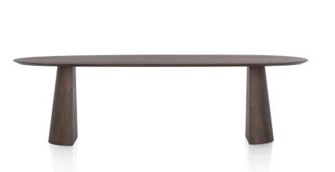 [na zamówienie] Stół do Jadalni TRENTON 270x120 cm, Fornir Dębowy Kolor Clay, Kształt Organiczny, Nogi Pół-Stożkowe (Montaż 2w1)