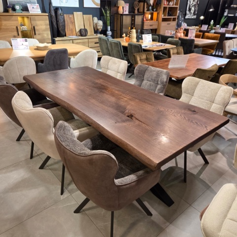 [od ręki] Krzesło Jadalniane Obrotowe Joah Habufa (4 Nóżki, Tapicerka Mikrofibra Calabria Lava/Szenila Enzo)