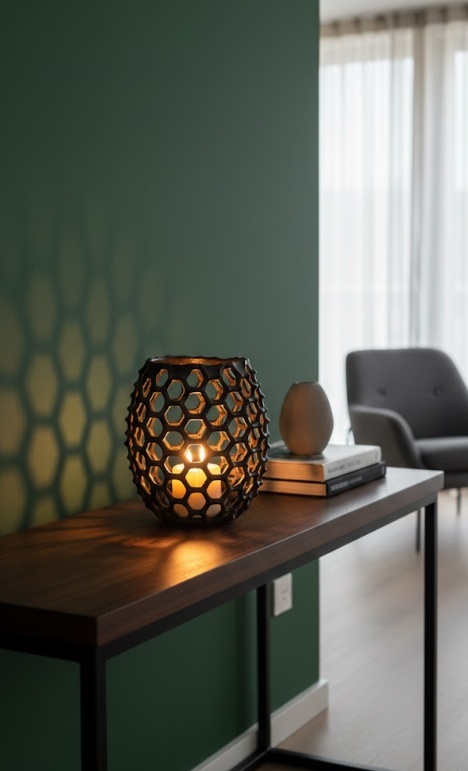 Duża Osłonka Ceramiczna COCO maison Honeycomb – Szara, 28 cm