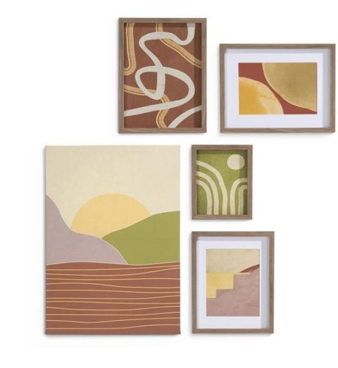 COCO MAISON Zestaw obrazów „Opowieści pejzażowe" 5 sztuk Landscape stories