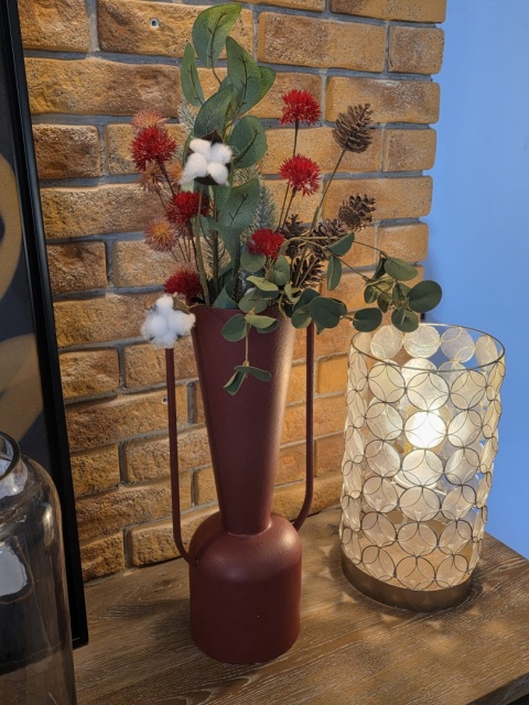 Industrialny Wazon Metalowy CORA 45 cm – Burgundowy Mat | COCO maison