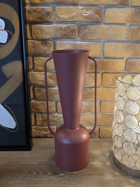 Industrialny Wazon Metalowy CORA 45 cm – Burgundowy Mat | COCO maison