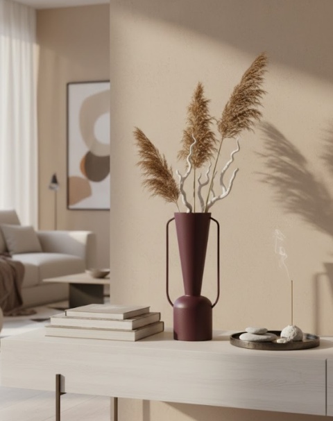 Industrialny Wazon Metalowy CORA 45 cm – Burgundowy Mat | COCO maison