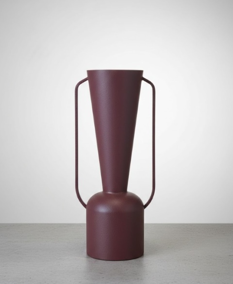 Industrialny Wazon Metalowy CORA 45 cm – Burgundowy Mat | COCO maison