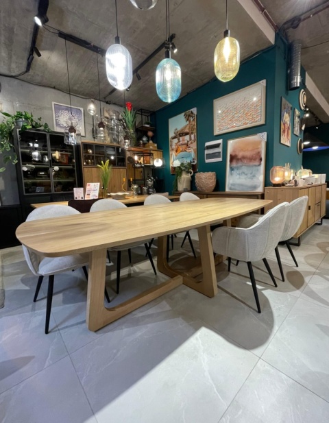 [K, od ręki] Stół Hybrydowy Arvada & Almora 250 cm – Lity Dąb | Lakier Platinum f