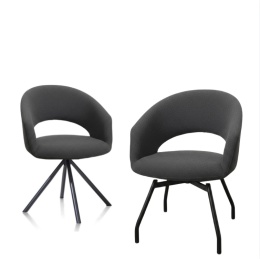 Krzesło Obrotowe Habufa Haamstede – Tkanina Szenilowa Livigno Antracyt/ Dwa warianty nogi do wyboru