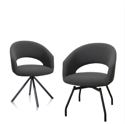 Krzesło Obrotowe Habufa Haamstede – Tkanina Szenilowa Livigno Antracyt/ Dwa warianty nogi do wyboru