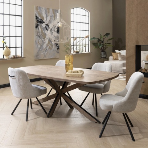 Obrotowy Fotel Eva Habufa – Tkanina Livigno, Rdzeń Sprężynowy, Kolor Kamyk (Pebble) Jasnoszary