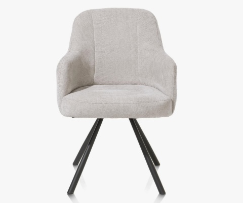 Obrotowy Fotel Eva Habufa – Tkanina Livigno, Rdzeń Sprężynowy, Kolor Kamyk (Pebble) Jasnoszary