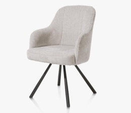 Obrotowy Fotel Eva Habufa – Tkanina Livigno, Rdzeń Sprężynowy, Kolor Kamyk (Pebble) Jasnoszary