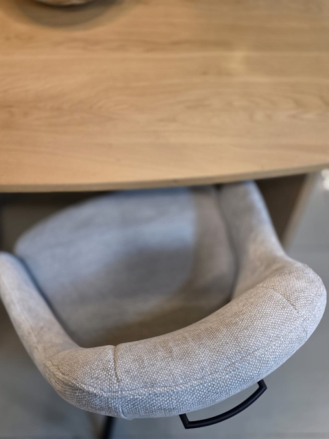 Obrotowy Fotel Eva Habufa – Tkanina Livigno, Rdzeń Sprężynowy, Kolor Kamyk (Pebble) Jasnoszary